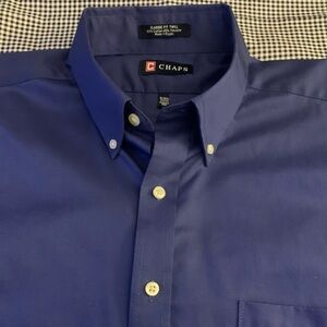 CHAPS Classic Fit Wrinkle Free Twill Medium Blue Shirt